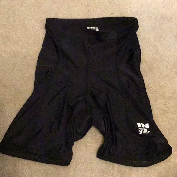 IN Sport Black Athletic Exercise Biker Shorts Nylon Lycra Size XL - Picture 4 of 10